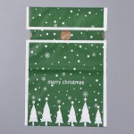 Vánoční dárkový sáček se saténovou stuhou - zelený - "merry christmas" - 23 x 15 x 0,011 cm - 1 ks