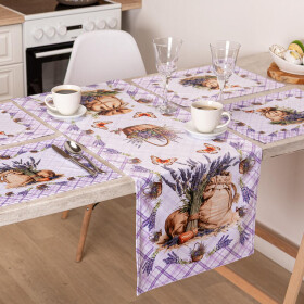 Sada 4 ks prostírání a stolního běhounu LEVANDULE