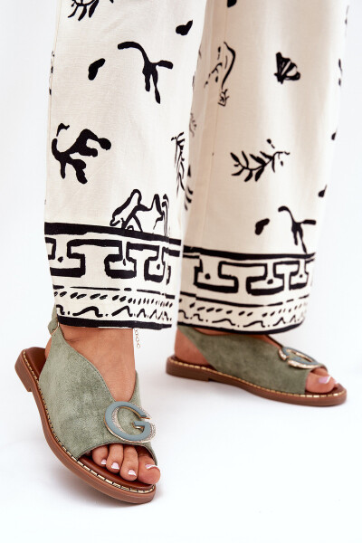 Ploché sandály se zdobením zelené Haliones 36