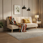 Trojmístná rozkládací pohovka, krémová, látka, ASB-C3030 CRM6