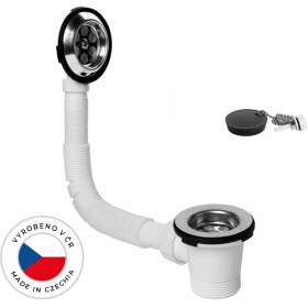 CERANO Vanová souprava - flexi přepad 520-700mm - zátka s řetízkem - 6/4" - nerez mřížky