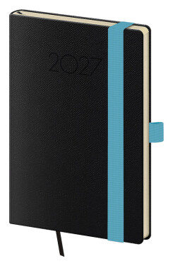 Týdenní diář 2027 Helma kapesní New Praga černý s gumičkou