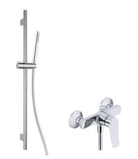 Kielle - Nefia Sprchový set s baterií, tyčí, hadicí a sprchovou hlavicí EcoSpare, chrom 20627SN20