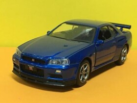 Nissan Skyline GT-R R34 V-Spec II - 1/36 Tayumo - modrý