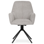 Jídelní židle v krémové látce s područkami, otočná s vratným mechanismem - funkce reset, kovové podnoží v černé barvě