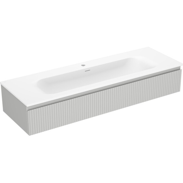 MEXEN/S - Rivel koupelnová skříňka 140 cm s umyvadlem Vela, 1 šuplík, reliéf , šedá mat/bílá mat 91A20-14023-1-BF62-W23M01