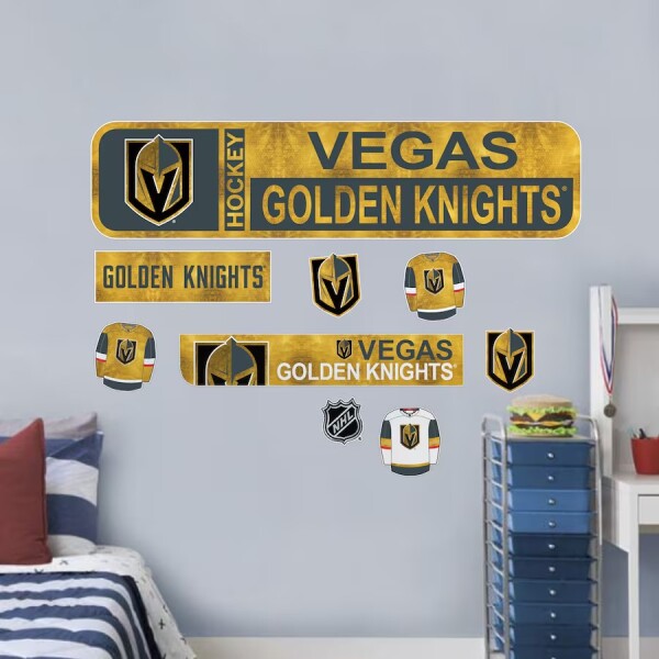 Mustang Drinkware Samolepky na Stěnu Vegas Golden Knights NHL Repositionable Street Signs Wall Decal Set