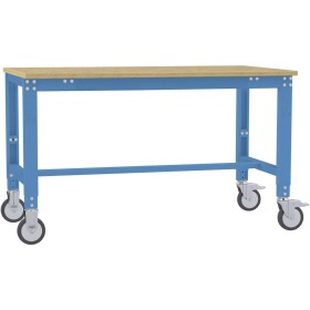 Manuflex AU7365.5012 Pracovní stůl univerzální speciální mobilní s multiplex deska, Šxhxv = 1500 x 1000 x 752-972 mm světle modrá (RAL 5012)