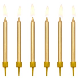 PartyDeco Svíčky zlaté 6 cm 6 ks