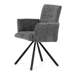 Židle jídelní, šedá látka, černý kov, otočný mechanismus 90°/90° (L/P) - funkce reset