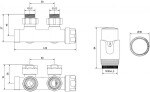 MEXEN/S - G00 úhlová termostatická souprava pro radiátor, Duplex, DN50, zlatá W907-900-50