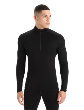 Pánské merino tričko s dlouhým rukávem ICEBREAKER Mens 260 Tech LS Half Zip, Black velikost: L