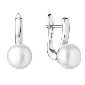 Stříbrné náušnice s řiční bílou perlou Georgia, stříbro 925/1000, Bílá