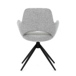 Židle jídelní, šedá látka, 360° vratný mechanismus, černý kov