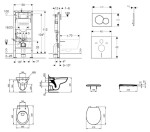 GEBERIT - Duofix Set předstěnové instalace, klozetu Alpha a sedátka, tlačítko Sigma01, matný chrom SANI11CD2126