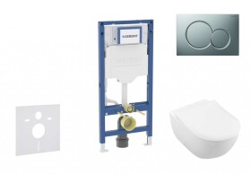 GEBERIT - Duofix Set předstěnové instalace, klozetu Subway 2.0 a sedátka softclose, tlačítko Sigma01, matný chrom SANI11CK2110
