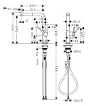 HANSGROHE - Talis M54 Dřezová baterie s výsuvnou koncovkou, kartáčovaný černý chrom 72845340