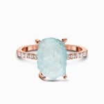 Royal Fashion prsten 14k zlato Vermeil GU-DR15554R-ROSEGOLD-AQUAMARINE-TOPAZ Velikost: 8 (EU: 57-58)