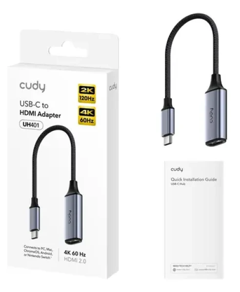 Cudy UH401 šedá / USB grafický adaptér / USB-C na HDMI / HDMI 2.0 / 4096 x 2160 px (UH401)