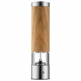 WMF Ceramill elektrický mlýnek na koření dřevěná / regulace jemnosti mletí / akrylové sklo / Výška: 21.5 cm / 6x AAA (06.6737.4500)
