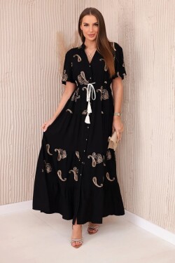 Viskózové šaty s černým vyšívaným vzorem