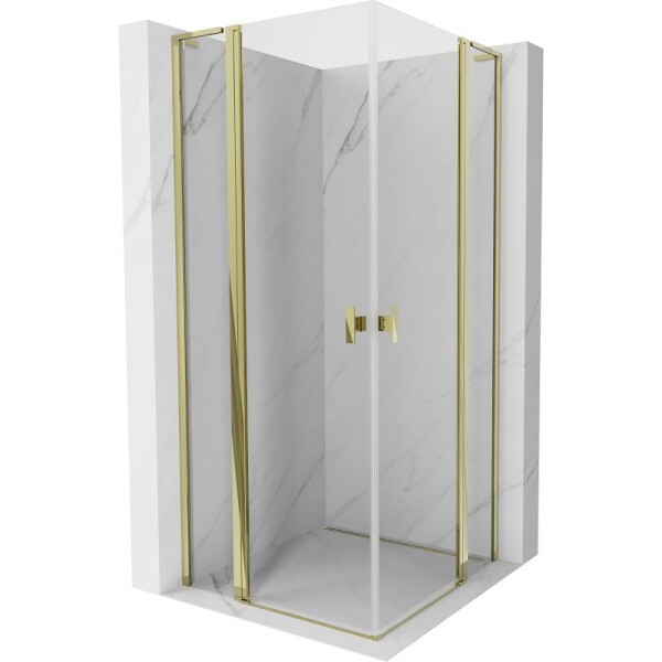 MEXEN/S - Mist L Duo sprchový kout dveře křídlové 90 x 90, transparent, zlato 8A4L-090-090-50-00