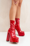 Lakované Botky Na Platformě A Vysokém Podpatku Červené Lotisha 38