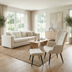 Relaxační křeslo, béžová, sametová látka, AK-303 CRM2