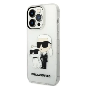 Pouzdro Karl Lagerfeld IML Glitter Karl and Choupette NFT iPhone 14 Pro Max čiré