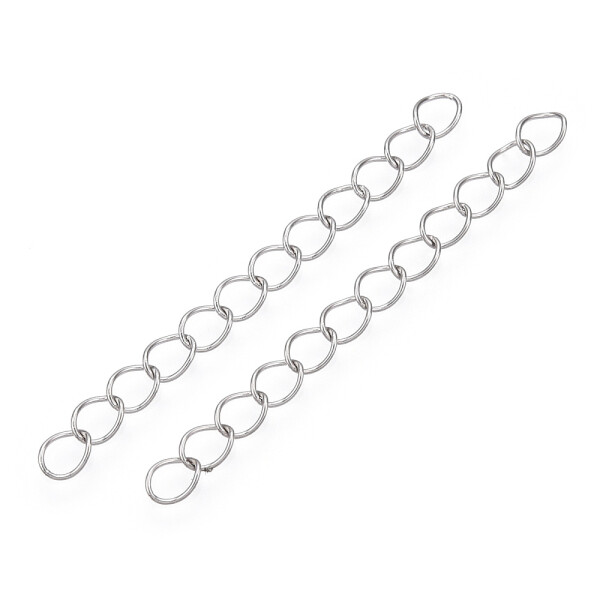 Kovový prodlužovací řetízek - různé druhy - 5 cm - 1 ks Barva: Platinová