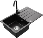 MEXEN - Bruno granitový dřez 1 s odkapávačem včetně baterie Telma, černá 6513-77-670200-70