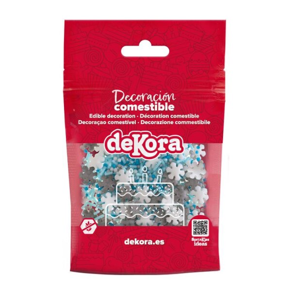 Dortisimo Dekora cukrové zdobení Sněhové vločky bílé a stříbrné (100 g)