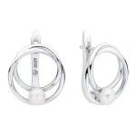 Stříbrné náušnice s bílou perlou Hestia, stříbro 925/1000, Stříbrná Bílá