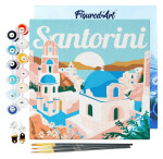 Mini malování podle čísel - Travel Poster Východ Slunce Santorini 20x20cm na rámu