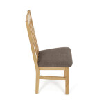 Dřevěná jídelní židle, potah čokoládově hnědá látka, masiv dub, přírodní odstín