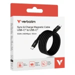 Verbatim 31863 Magnetický 100W USB-C kabel 1.2 m černá / Kabel / USB-C(M) na USB-C(M) / PD QC 3.0