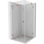 MEXEN/S - Lunar-F sprchový kout skládací dveře levá 70 x 70, transparent, miedź szczotkowan 836-070-070-65-00-L