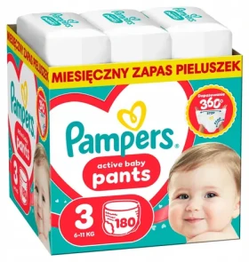 Pampers Active Baby (180 ks) / Plenkové kalhotky / Velikost 3 (6-11 kg)
