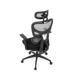 Kancelářská židle, šedá síťovina, černý plast, kolečka na tvrdé podlahy