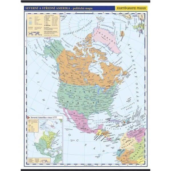 Severní střední Amerika školní nástěnná politická mapa 1:10