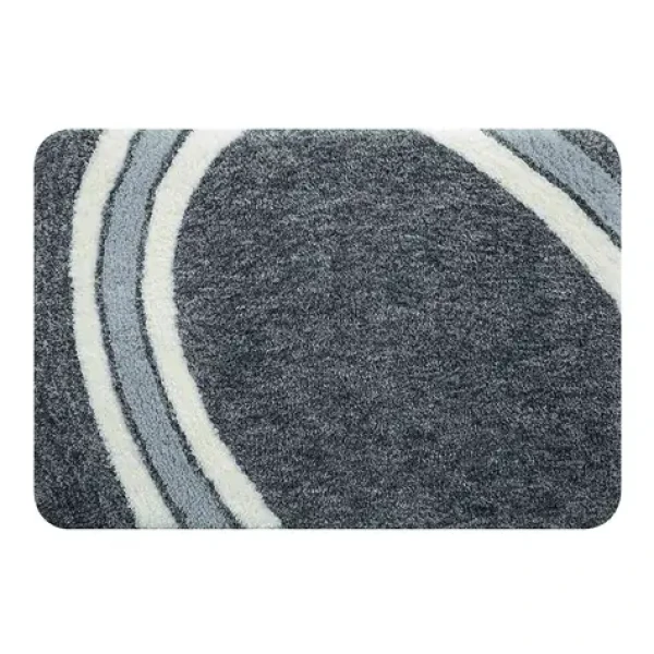 Spirella CURVE šedá / Koupelnová předložka / 55 × 65 cm / mikrovlákno / protiskluzová
