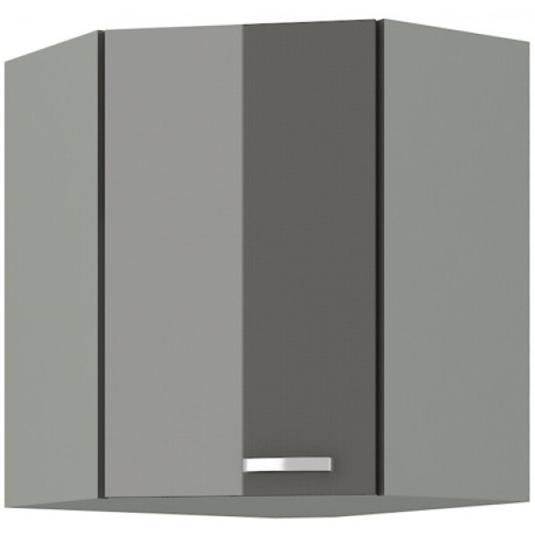 Horní rohová skříňka 60x60 GN-72 1F (45°) Barva korpusu: Šedá, Barva dvířek: Šedý lesk (Šedá)
