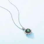 Stříbrný náhrdelník MECHOVÝ ACHÁT v květinovém designu - stříbro 925/1000, Stříbrná 40 cm + 4 cm (prodloužení)