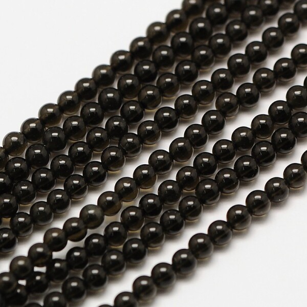 Přírodní černý obsidián - ∅ 2 mm - 1 ks