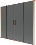 MEXEN/S - Velar L Duo dvoukřídlá posuvná vanová zástěna 180 x 150, grafit, měď kartáčovaná 896-180-003-42-65