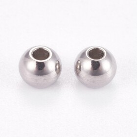 Korálek z nerezové oceli se širokým průvlekem - platinový - 4 x 3 mm - 1 ks