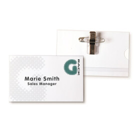 Djois jmenovka s kombinovaným úchytem, PET, 40 x 75 mm, transparentní, 50 ks