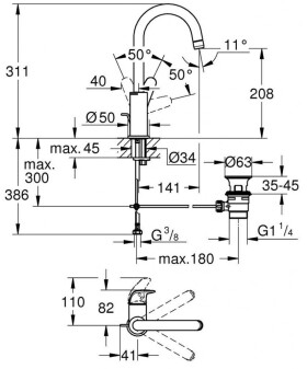GROHE - Swift Umyvadlová baterie, s výpustí, studený start, chrom 24330001