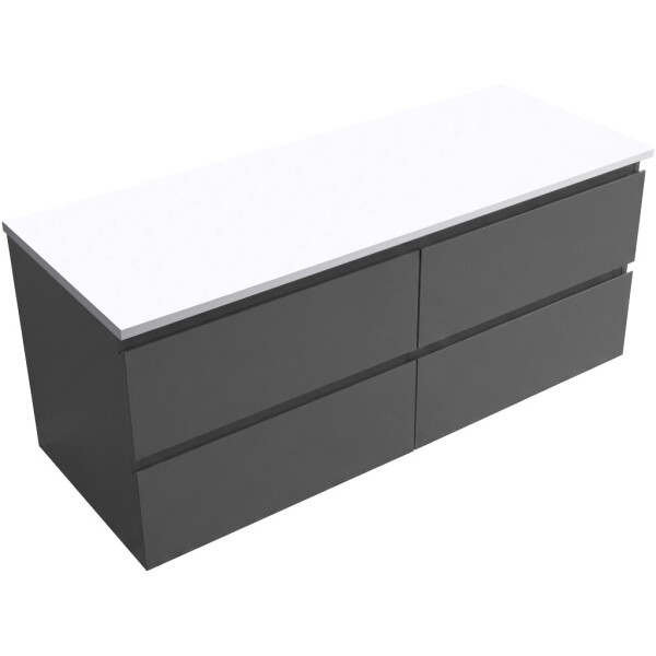 CERANO Koupelnová skříňka Carole - antracitová + deska z lit. mramoru Elanys - 12 mm - bílá matná - 120x49,2x46 cm