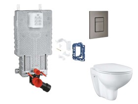 GROHE - Uniset Set předstěnové instalace, klozetu, sedátka SoftClose, tlačítka Skate Cosmopolitan a sady pro vhazování tablet, kartáčovaný Hard Graphite SANI15BB5114